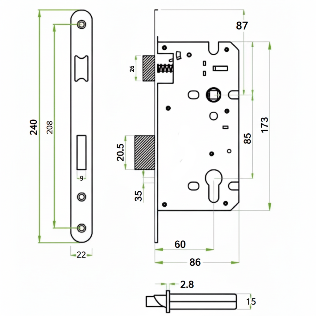 serratura yale con cilindro misure