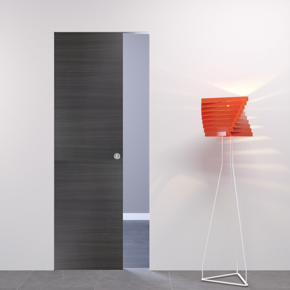 Porta scorrevole filomuro Rovere Grigio