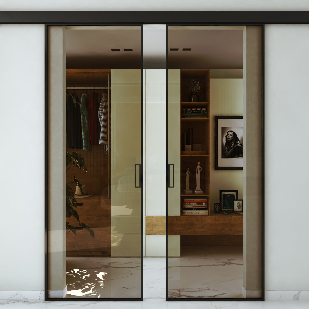 vetro a due ante scorrevoli