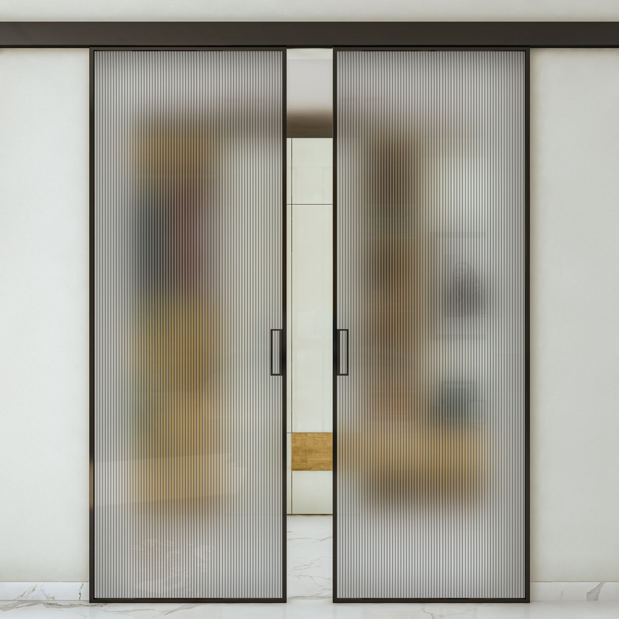 porta a vetro plissè a 2 ante scorrevoli