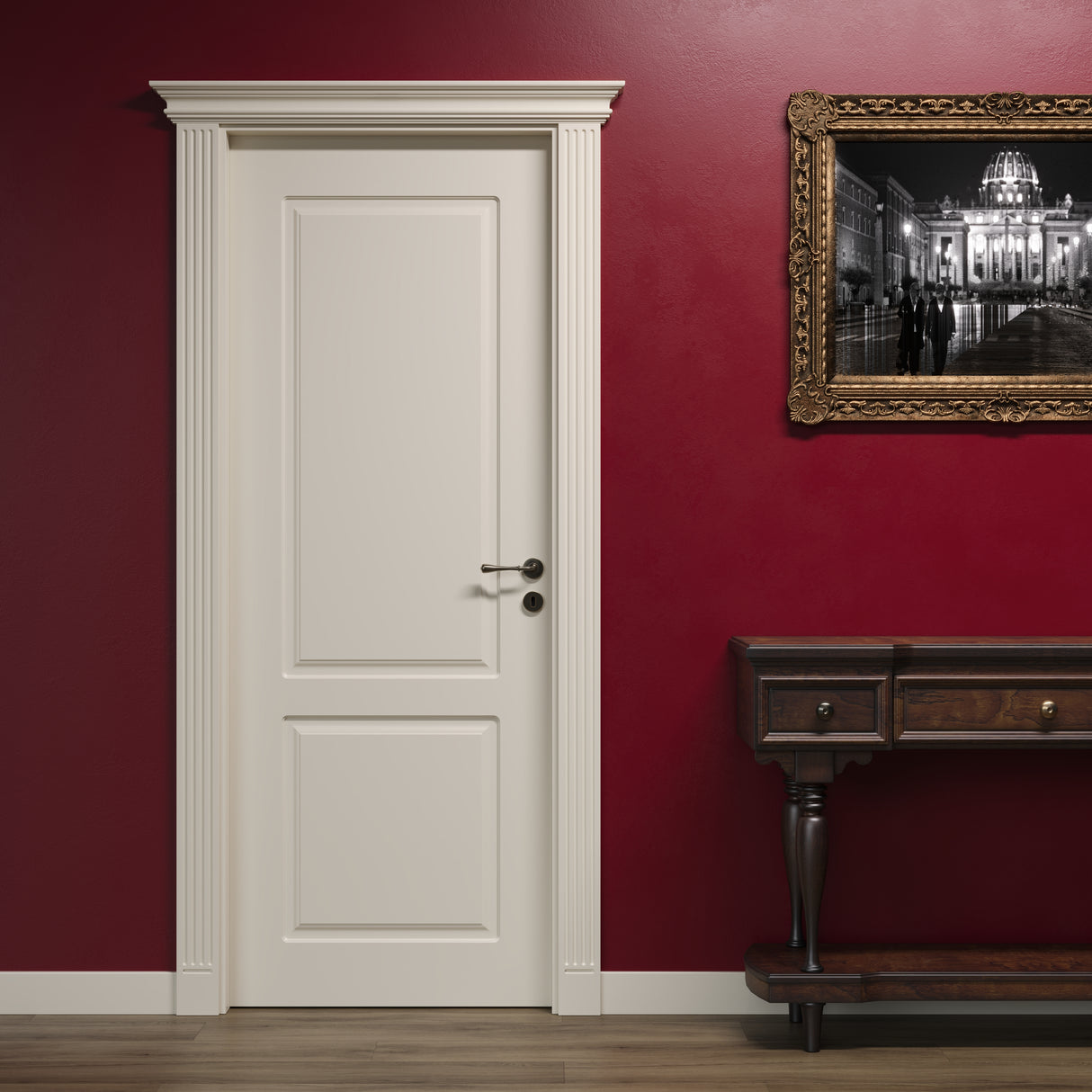 Porta colore avorio pantografata con 2 bugne