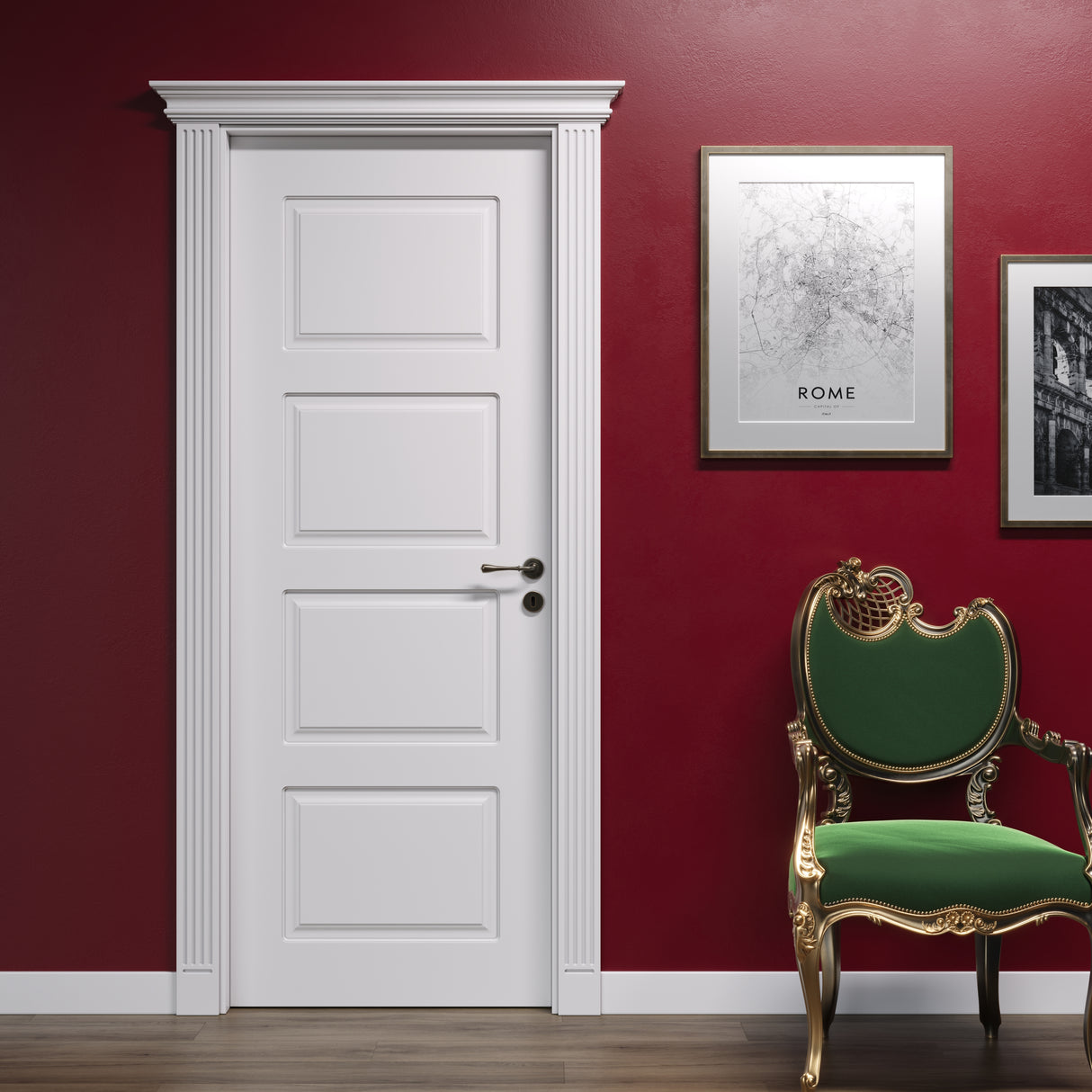 Collezione Roma Porta_Patongrafata_4_Bugne_Laccato_Bianco