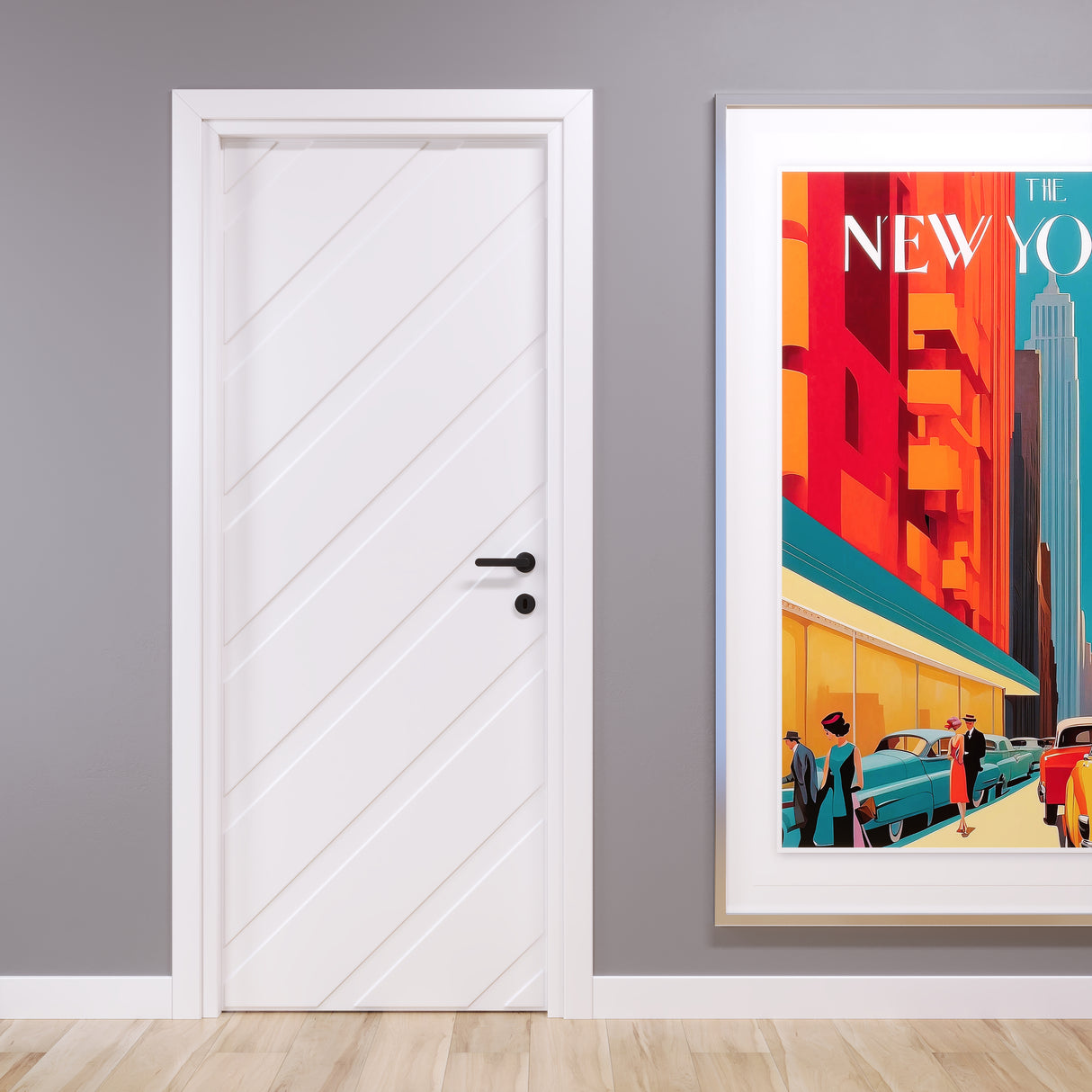 Porta pantografata diagonal laccato Bianco opaco