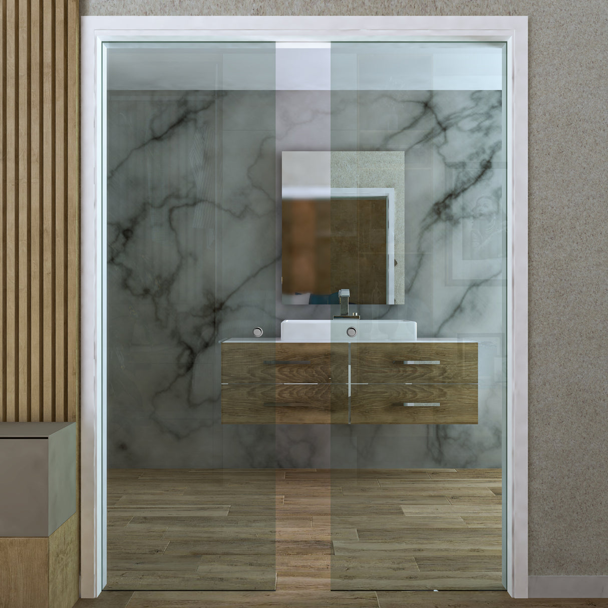 doppia anta a scomparsa in vetro