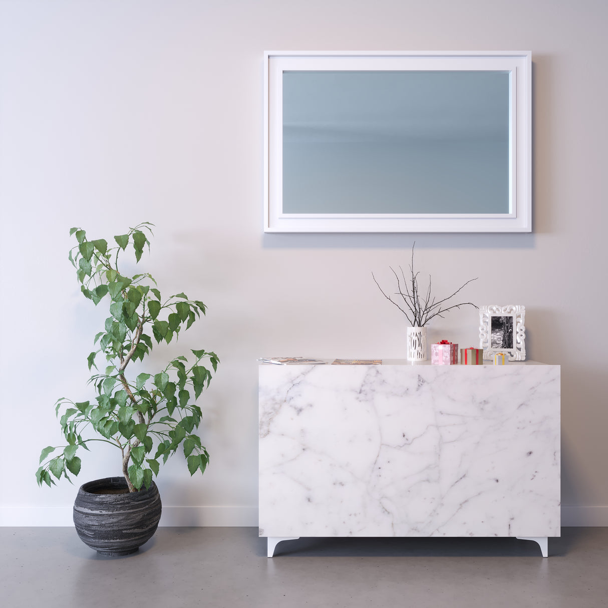 Madia effetto marmo bianco arredamento per interni casa e hotel