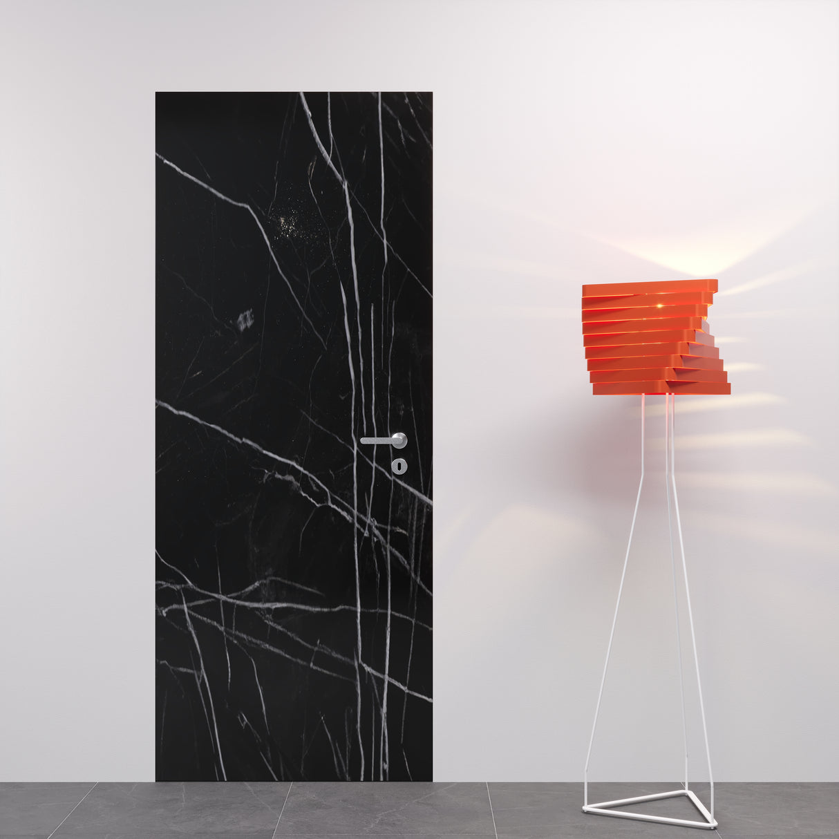 porta rasomuro effetto marmo nero