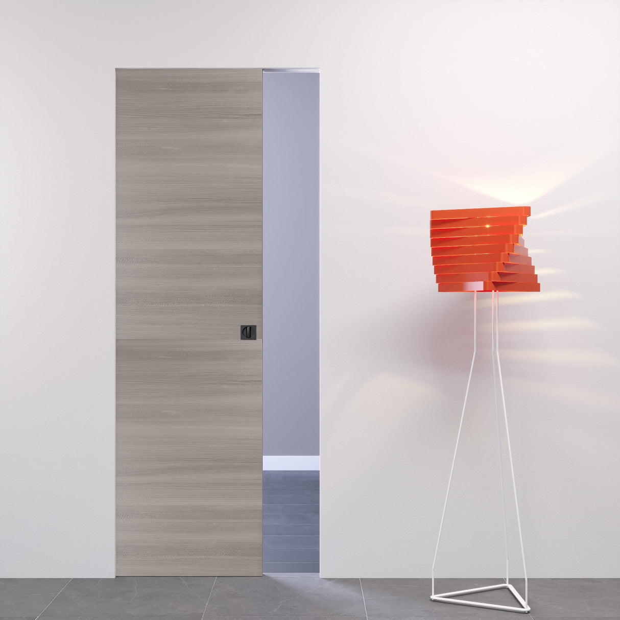 Porta scorrevole filomuro Olmo Grigio quadro