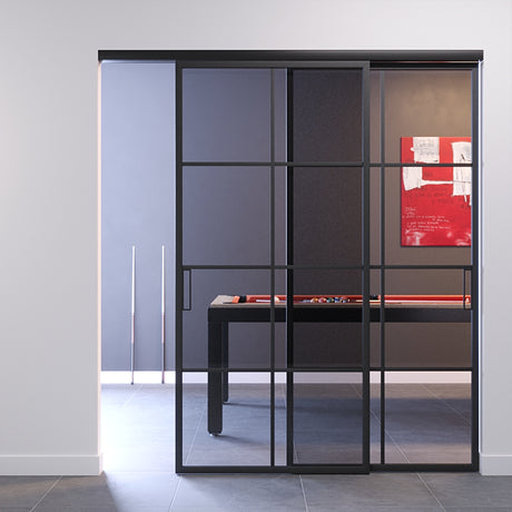 Porta a vetro fumè con riquadri