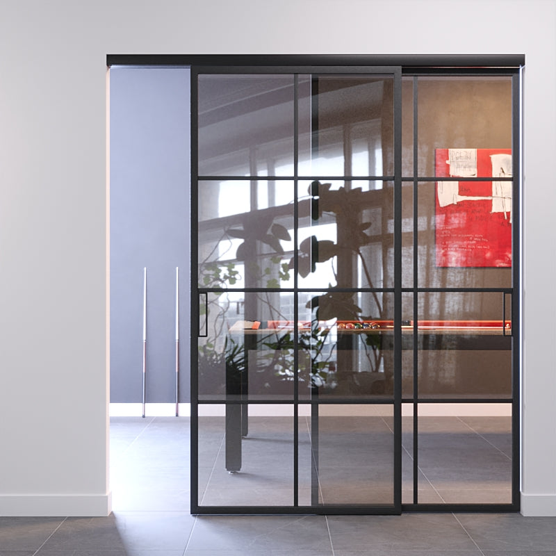 Porta a vetro riflettente con riquadri a 2 ante