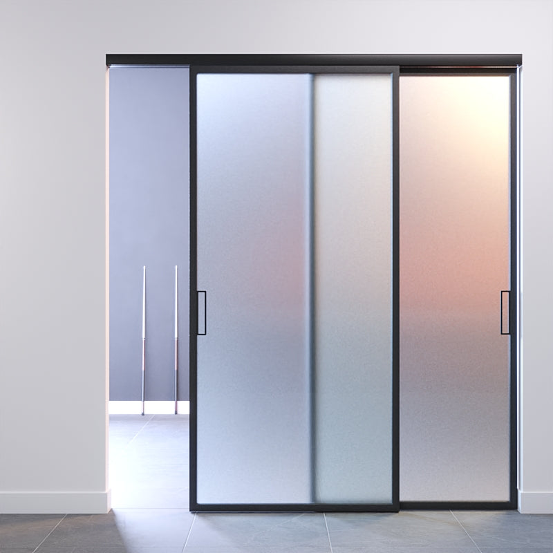 porta a vetro satinato a due ante scorrevoli