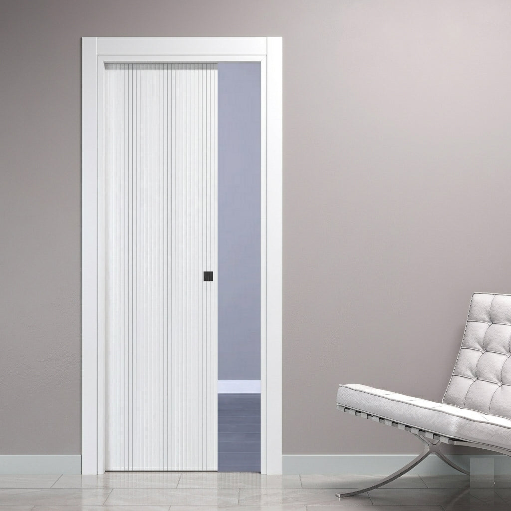 Sliding Pocket Door with Pleated Engravings