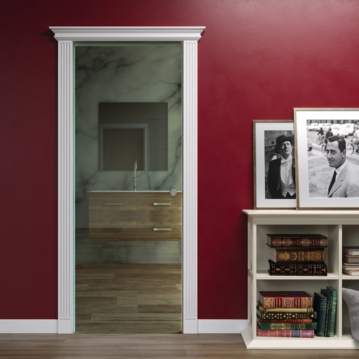 Porta Scorrevole a Scomparsa in Vetro Trasparente con Kit Impero