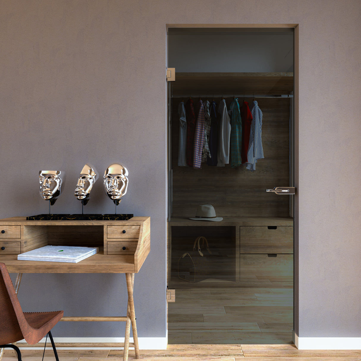 Porta Cerniere a Muro con vetro Fume