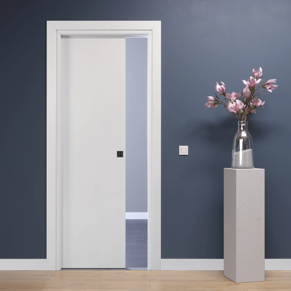 porta laccata bianca a scomparsa