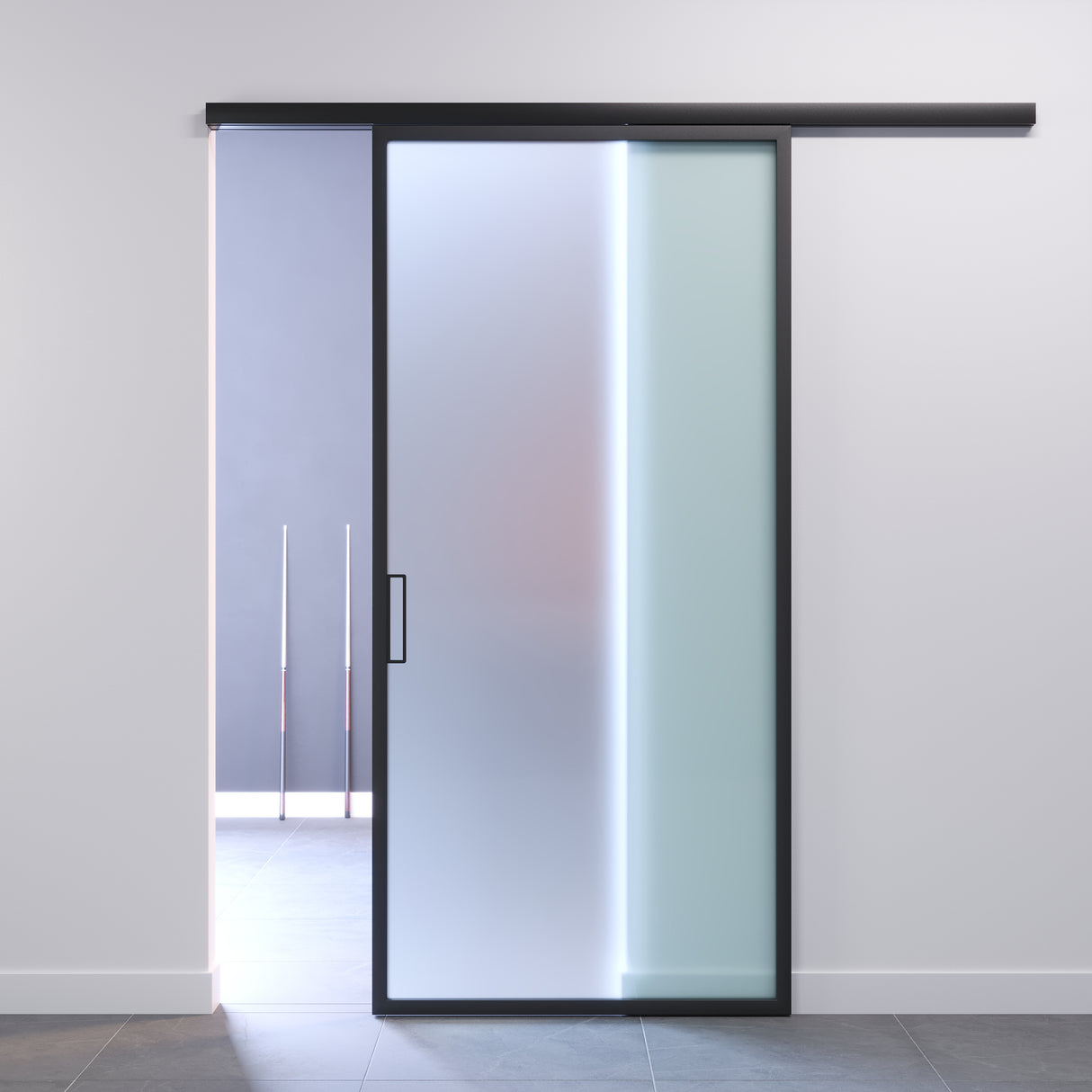 porta in vetro anta profilata satinato