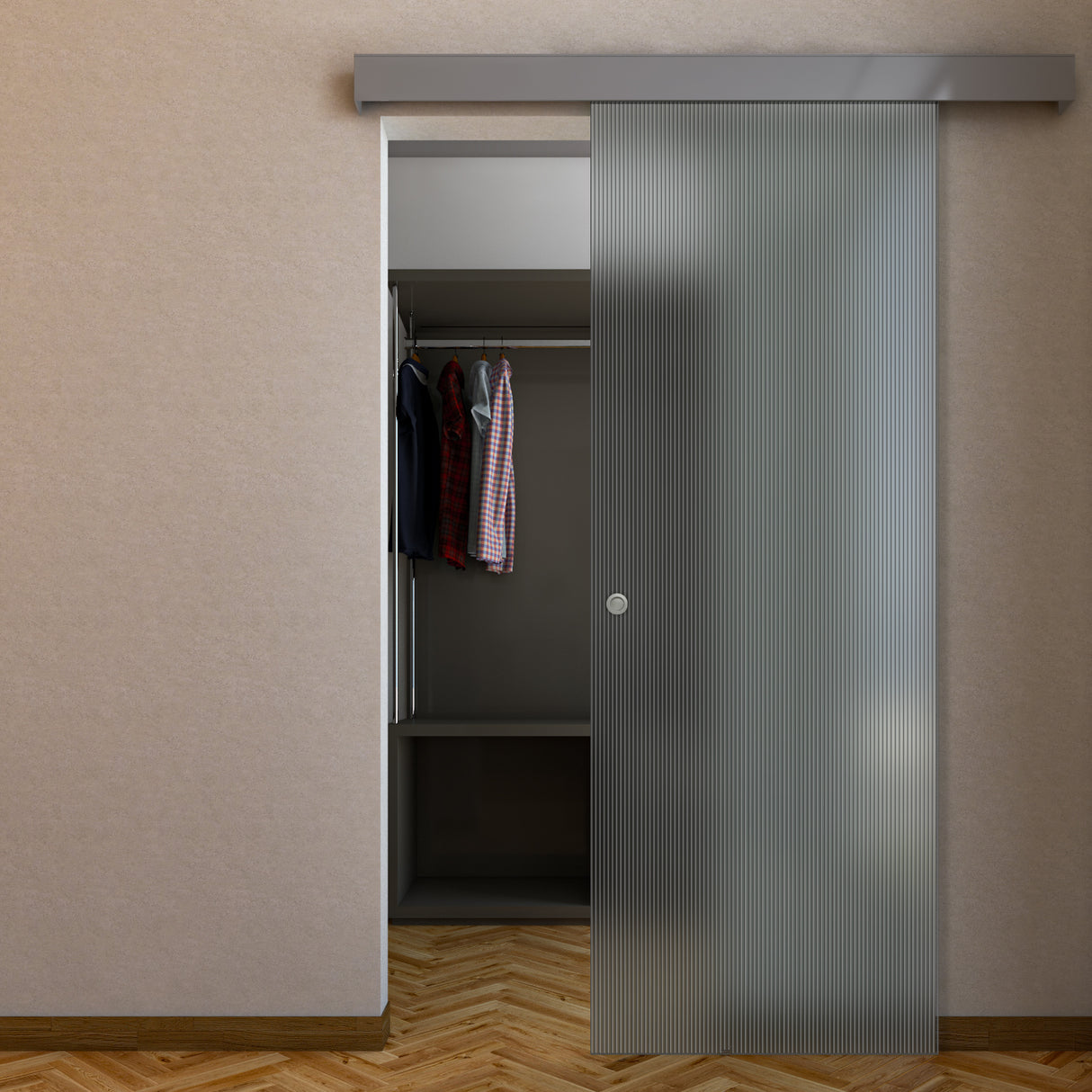 Porta con binario compact in vetro plissè