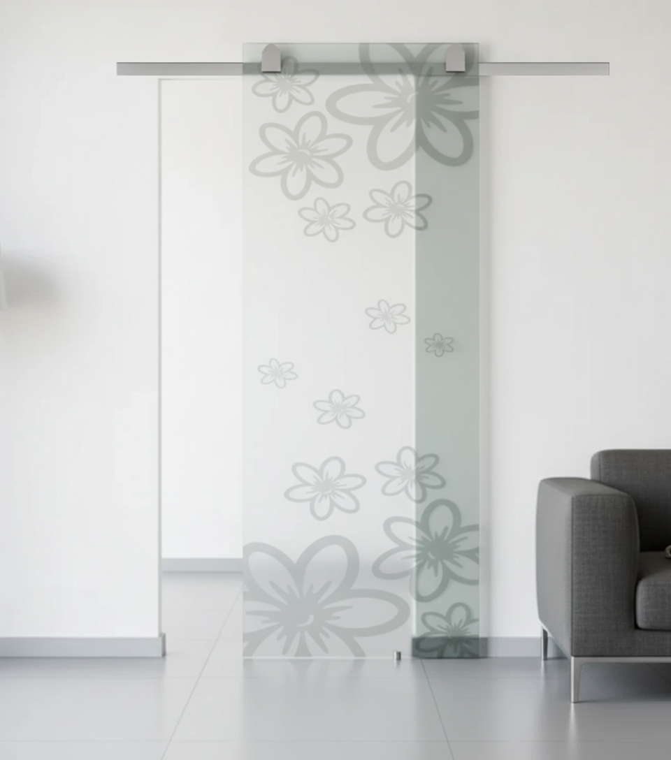 Sliding Door in Pleated Glass