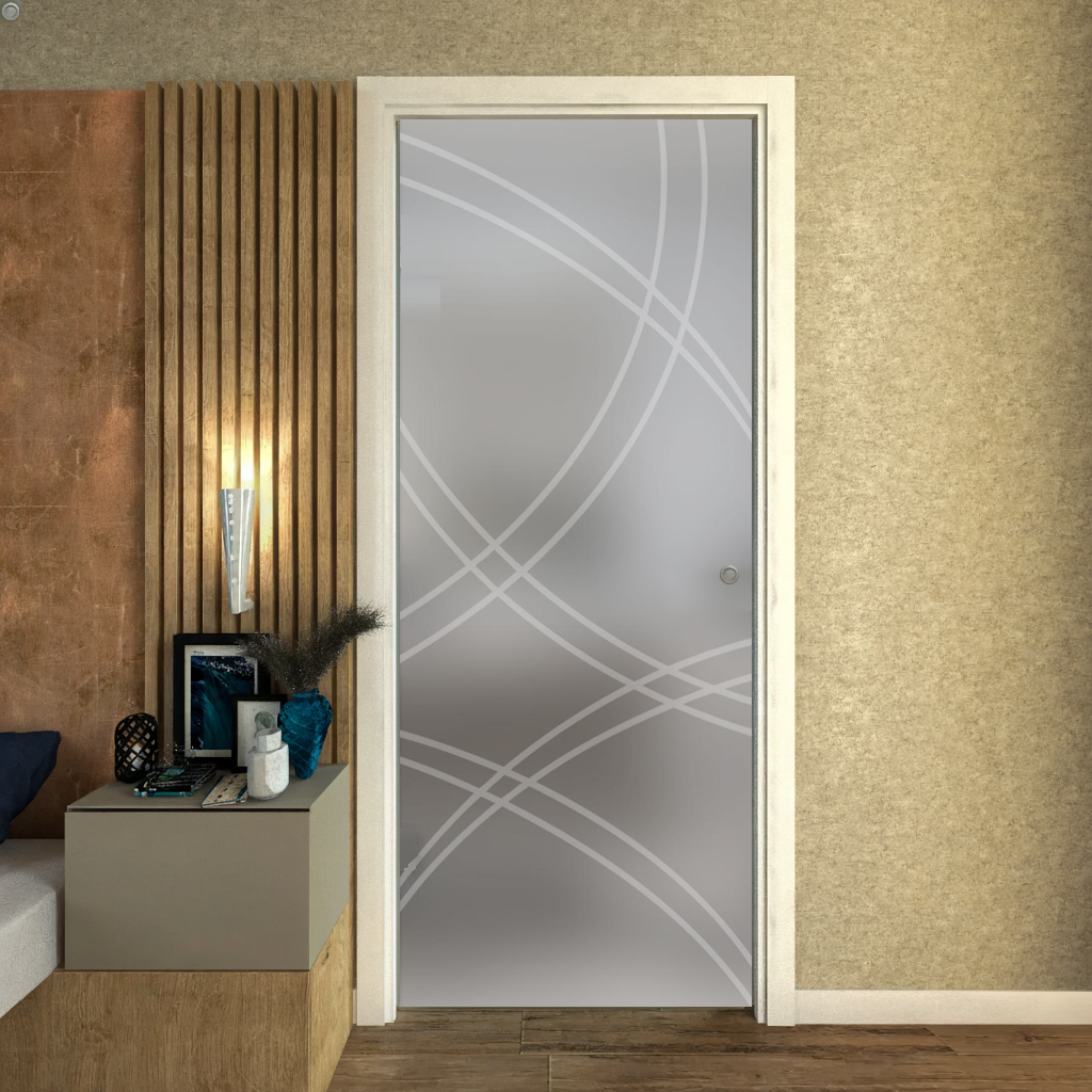 Pocket Casket Door in Satin Glass