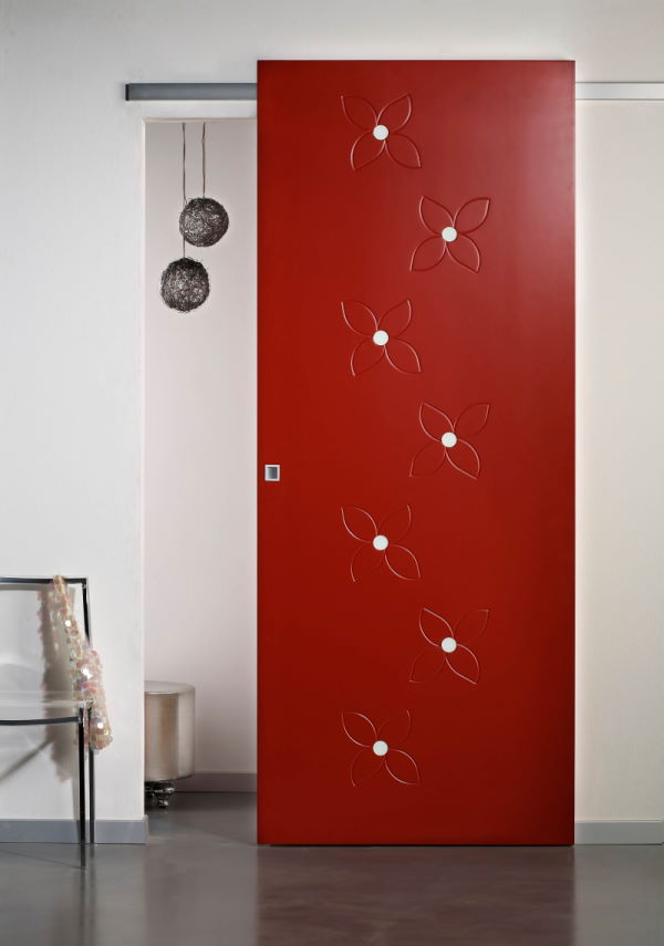 External Sliding Door Wall Lacquered with Flowers