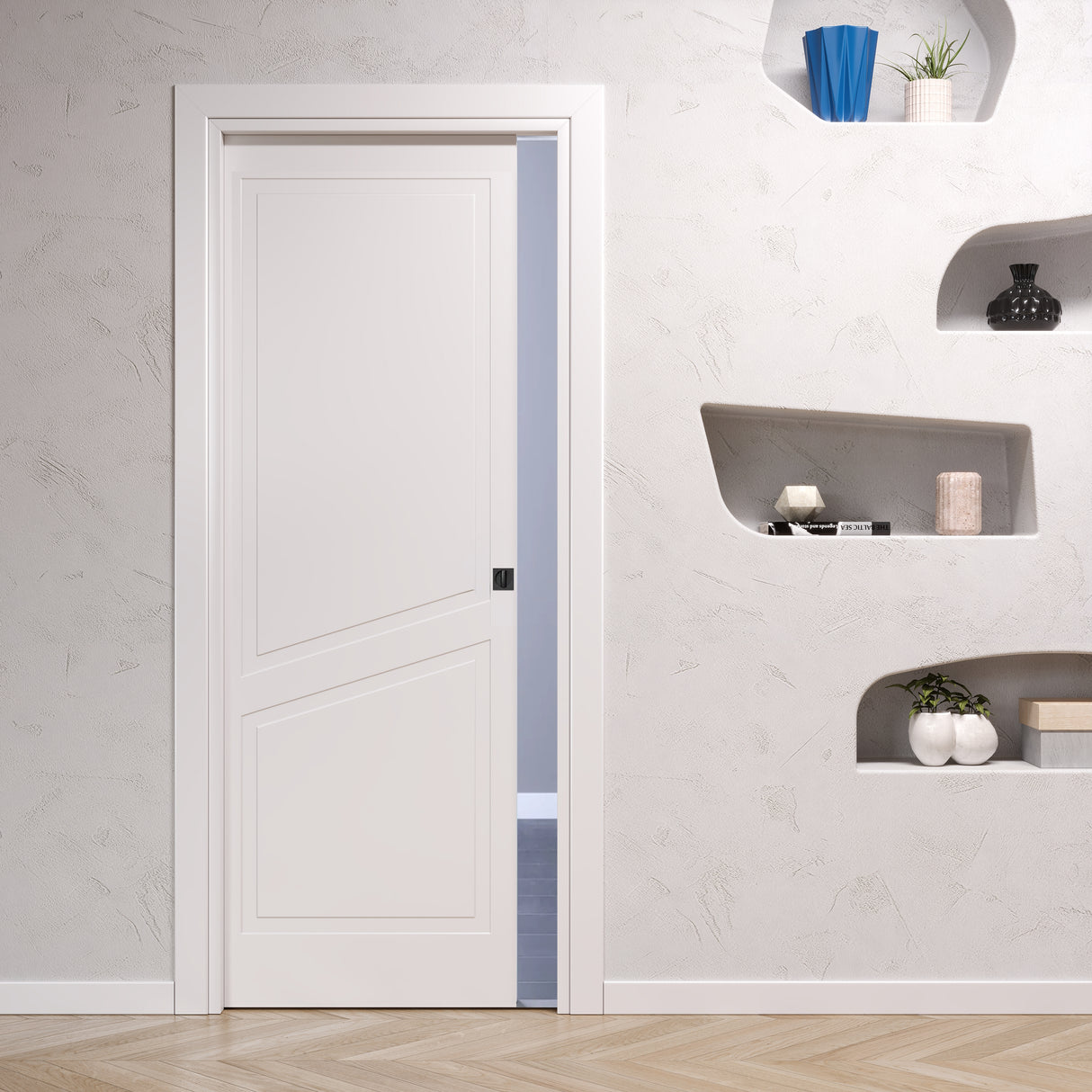 Pantographed Sliding Door with 2 Diagonal Panels