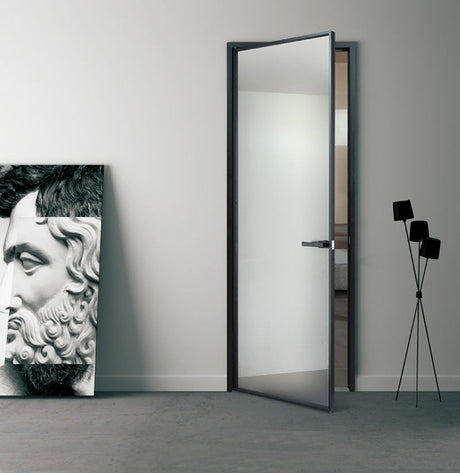 Porta a vetro con profilo in alluminio con vetro alluminio