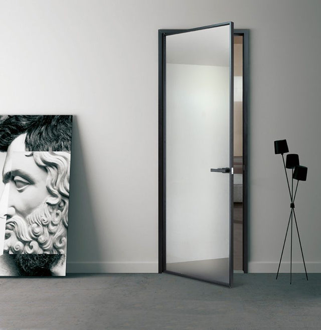 Porta a vetro con profilo in alluminio con vetro alluminio