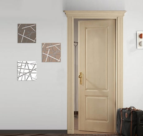 Porta Hotel REI 45 Legno Anticata Kit Impero - REI Hotel - Anticata a pennello Avorio - 80x210x11 - Maniglieria con Pomoli  Hotel