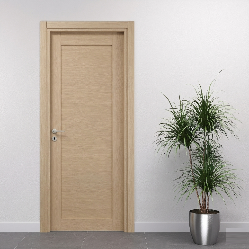Hinged Door with Glass Opening and Overlapping Panels Push Right