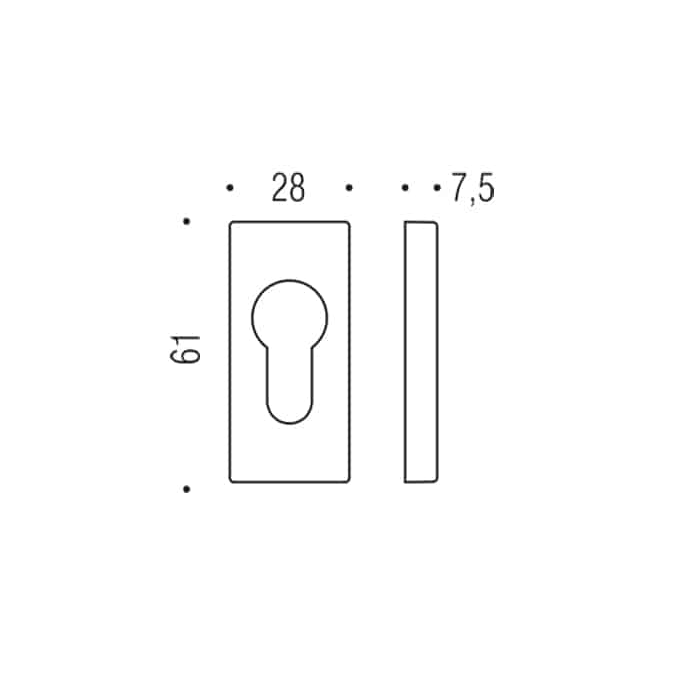 Bocchetta Stretta Quadrata per Maniglia Colombo Design