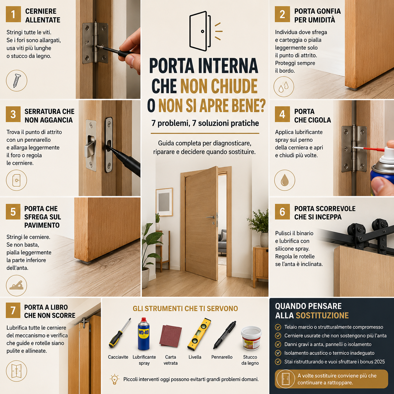 Porta interna che non si apre o non si chiude: cause, soluzioni e quando sostituirla