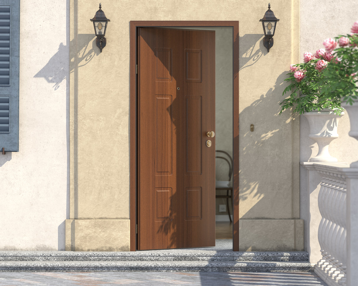 Porta Blindata Alluminio Noce Nazionale Insonorizzata Classe 3 (Certificato CE)