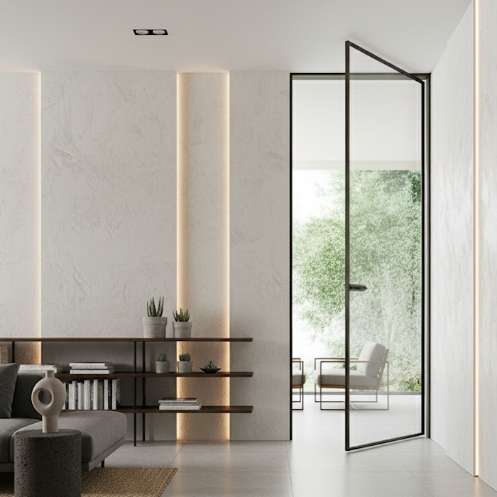 anta profilata a bilico trasparente