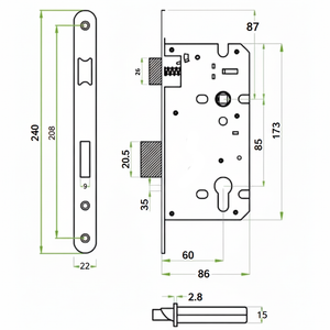 serratura yale con cilindro misure