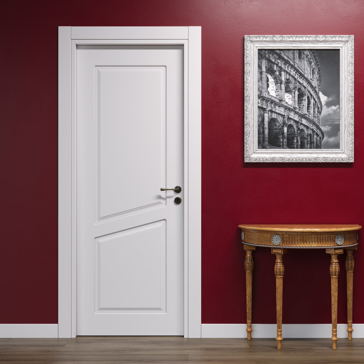 Porta Pantografata Laccato Bianco Opaco con bugne diagonali