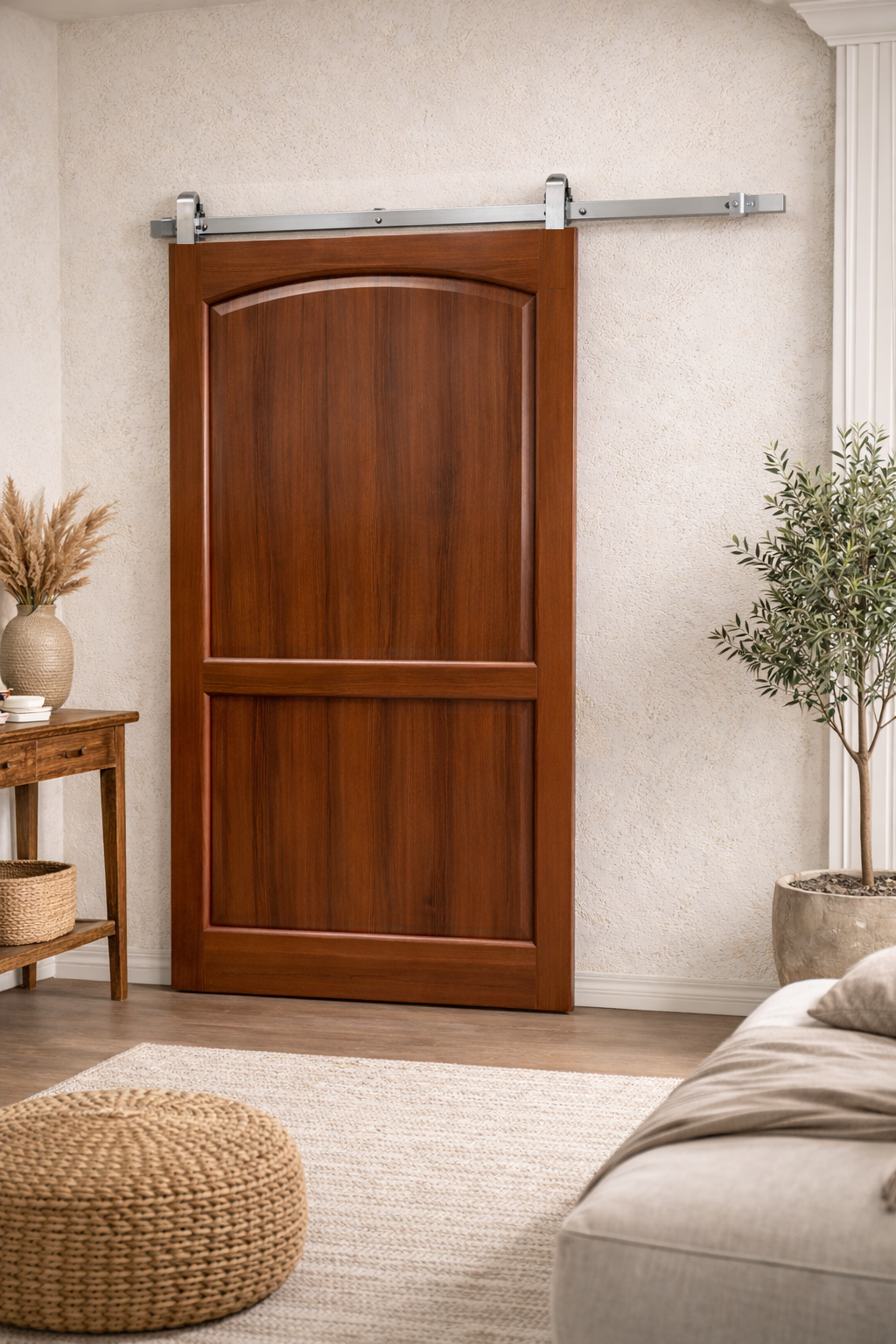 Solid Wood Sliding Door with Exposed Track