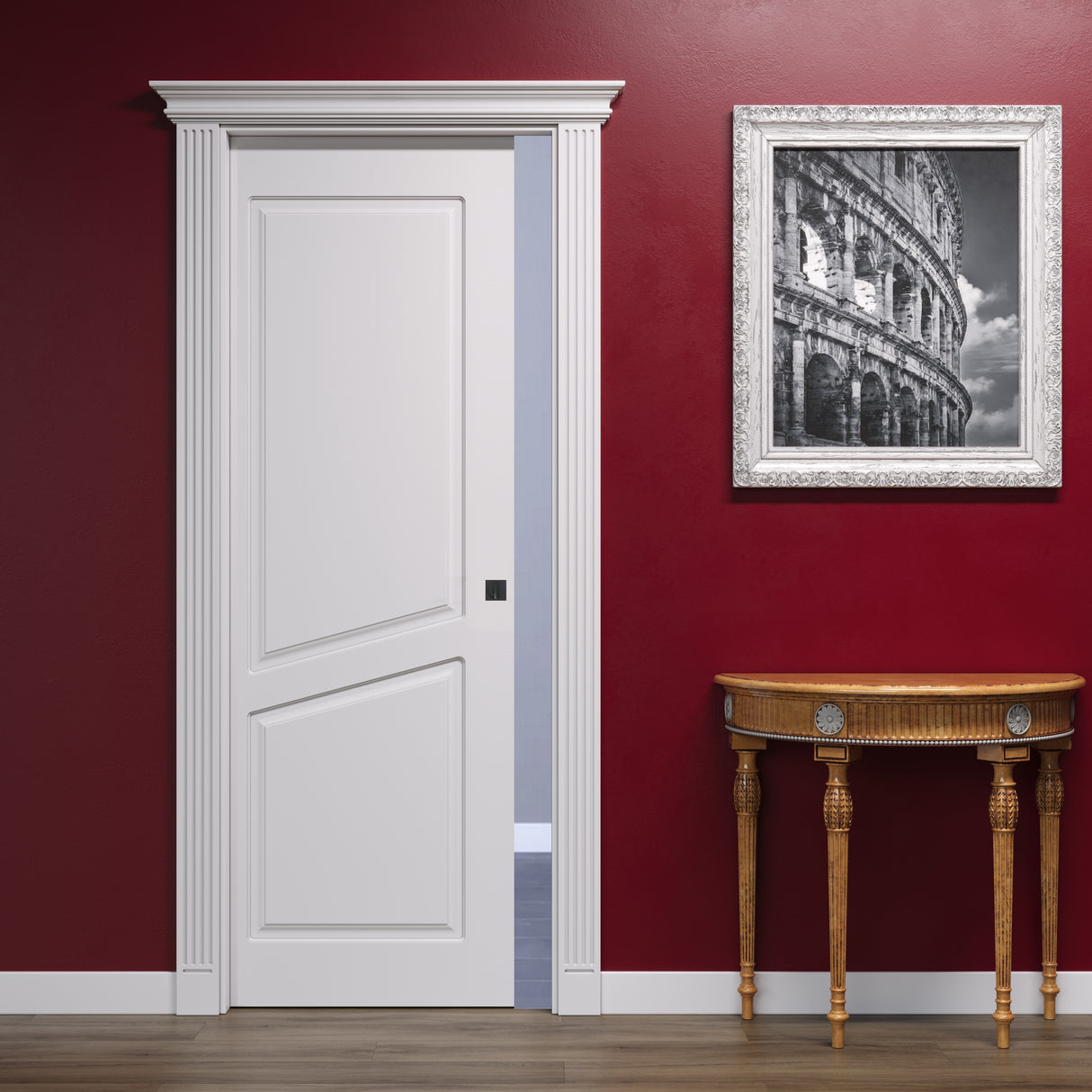 Classic Pantographed Sliding Door with 2 Diagonal Panels and Empire Capital