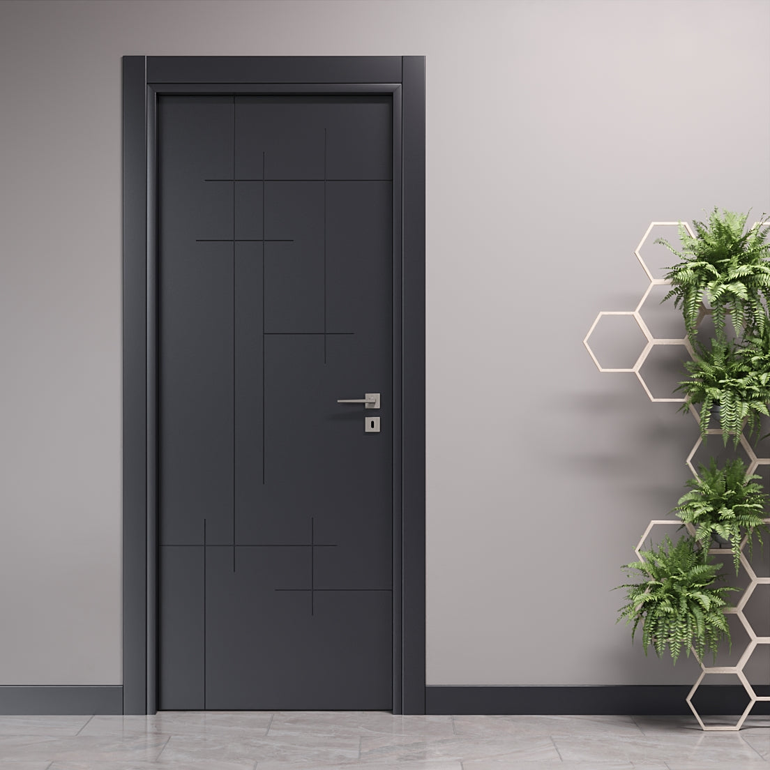 Hinged Door with Lines Engravings