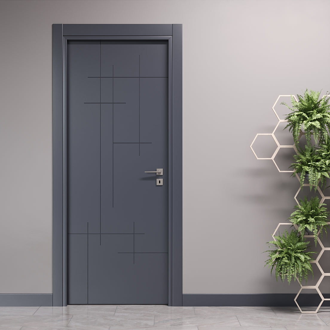 Hinged Door with Lines Engravings