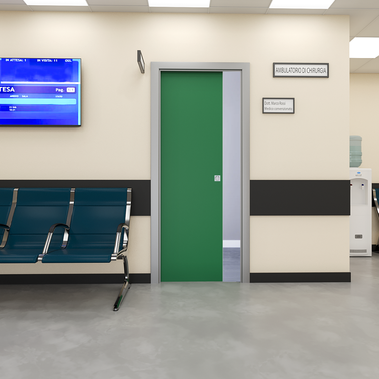 Porta a Scomparsa Laminato Plastico e Telaio in Alluminio