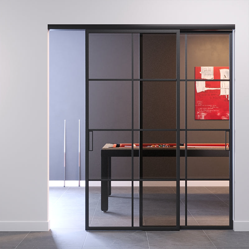 Bronze Glass Partition Wall with 2 Profiled Doors and Frames