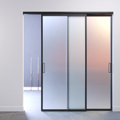 porta a vetro satinato a due ante scorrevoli