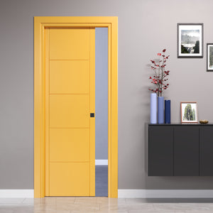 Sliding Disappearing Door with 4-Panel Engravings