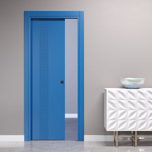 Sliding Pocket Door with Vertical Etchings