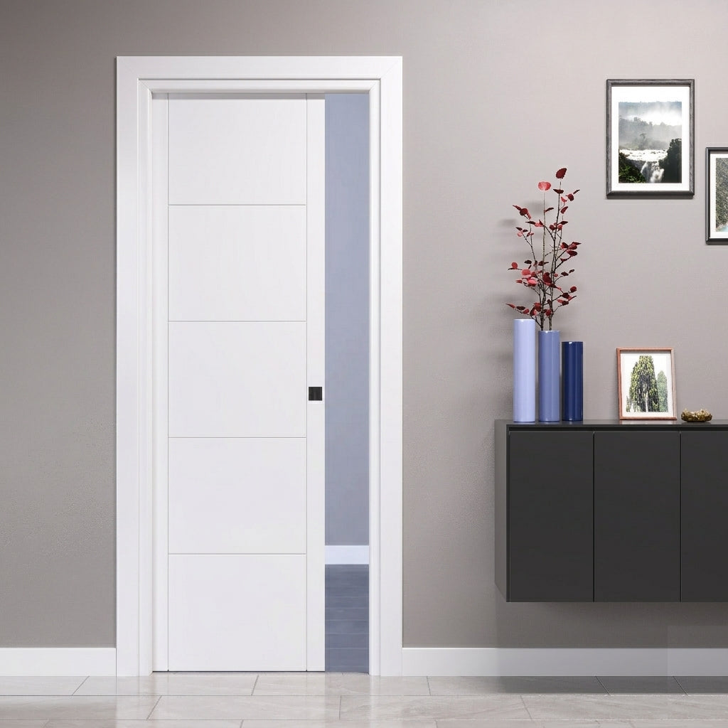 Sliding Disappearing Door with 4-Panel Engravings