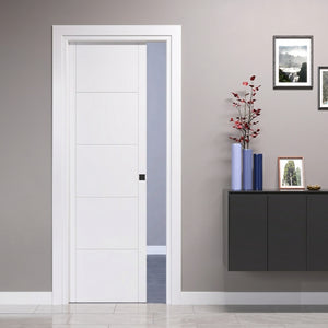 Sliding Disappearing Door with 4-Panel Engravings