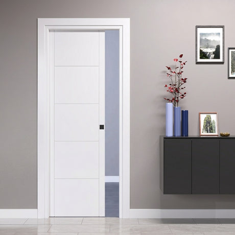 Sliding Disappearing Door with 4-Panel Engravings