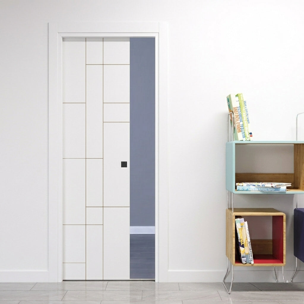 Pocket Sliding Door with Mondrian Engravings