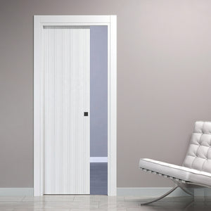 Sliding Pocket Door with Pleated Engravings