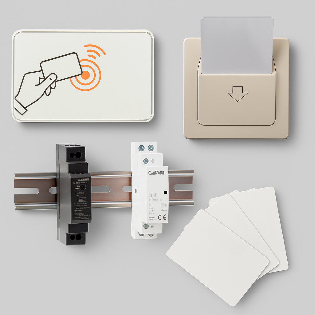 Lettore Badge RFID per Apertura Porte e Controllo Accessi di Camere in B&B, Hotel e Alberghi, con Tasca per Risparmio Energetico