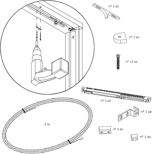 Kit di Chiusura Automatica per Porta Scorrevole-Misure Tecniche